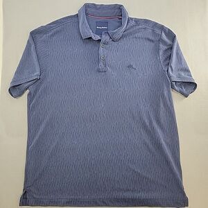 Tommy Bahama Shirt Mens L Navy Blue Polo Shirt Modal Blend Short Sleeve